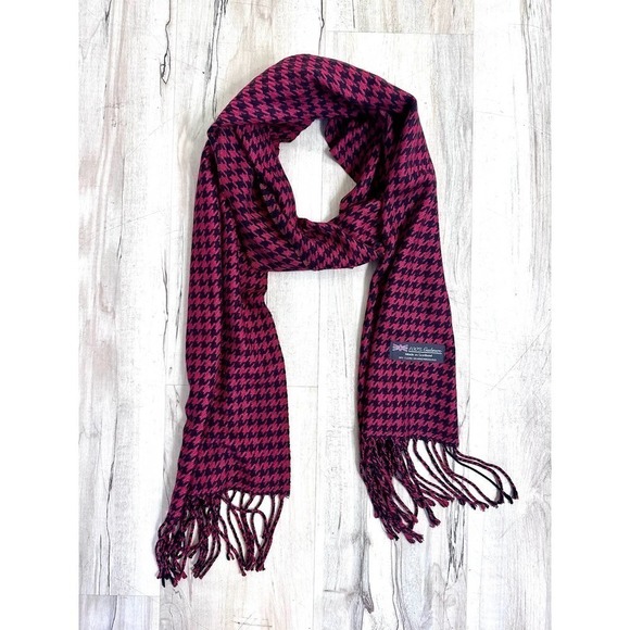 Red black cashmere houndstooth scarf - Picture 1 of 4